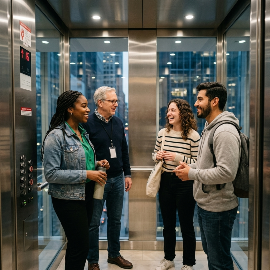 Quebre o silêncio! Converse com alguém no elevador